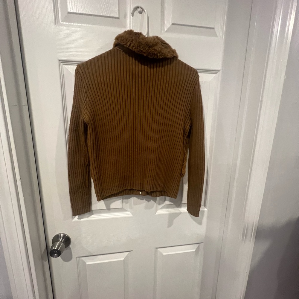 Brown Ribbed Women's Sweater